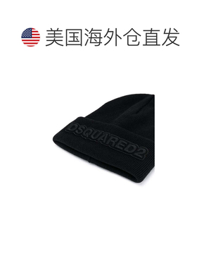 自营dsquared2经典黑色针织无饰物，带徽标徽章-黑色 美国奥莱直
