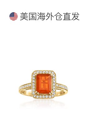 自营 14 克拉黄金 Ross-Simons 火蛋白石和钻石戒指 - 橙色 美国