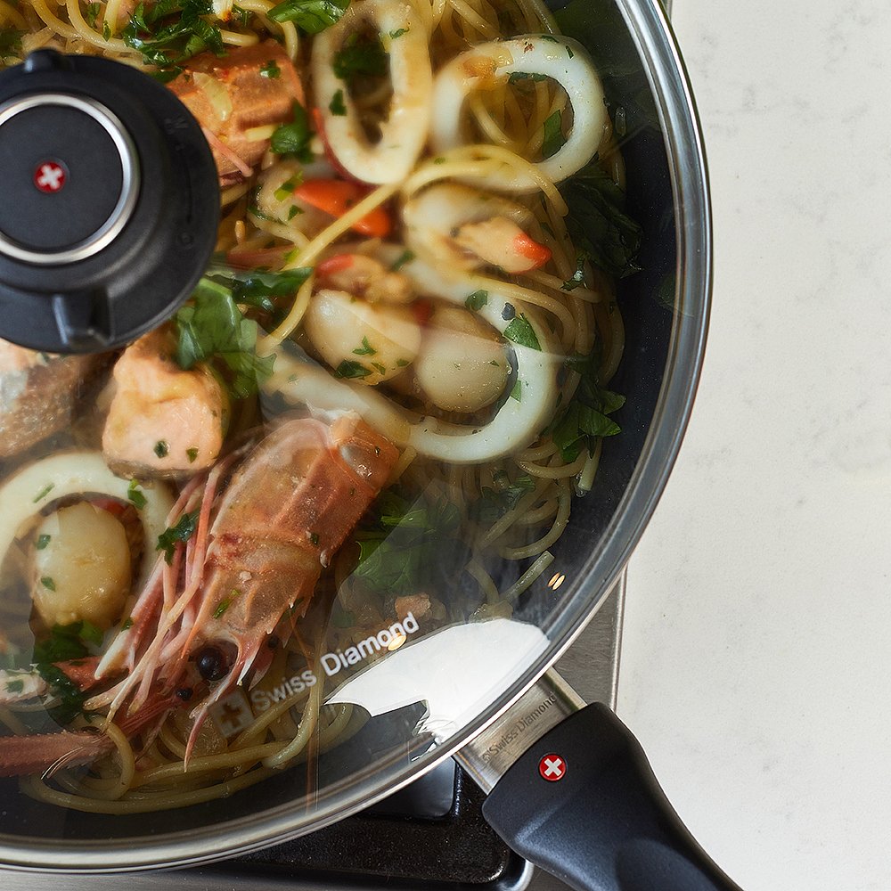天猫国际美国直购美国直邮Swiss Diamond瑞仕钻锅黑色多功能铝合金不粘锅HD6728C2