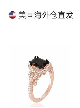 自营 Suzy Levian Rose 纯银棕色巧克力和白色立方氧化锆订婚戒指