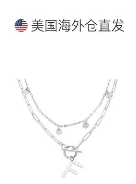 adornia抗锈镀银五彩纸屑和回形针分层字母开关项链 - silver-f
