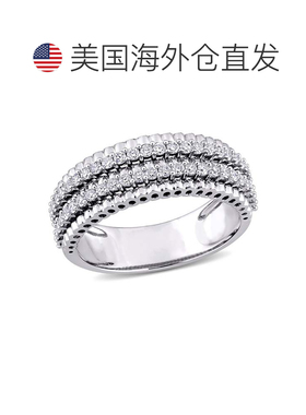 自营mimi & maxMimi&Max 1/2ct TW钻石双排永恒戒指14k白金-白色