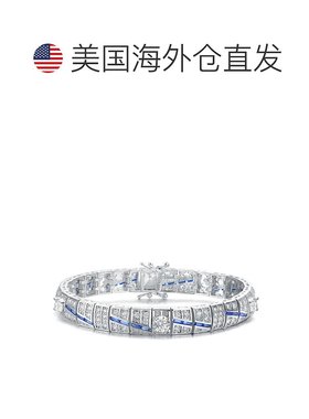 自营 genevive纯银白金镀透明绿色立方氧化锆链手镯-蓝宝石 美国