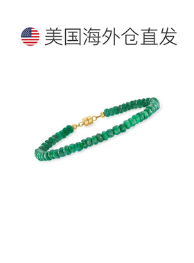 自营Ross-Simons Emerald Bead Bracelet With 14kt Yellow Gold