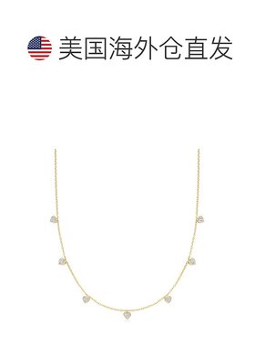自营 Ross-Simons Diamond Heart Station Necklace in 18kt Gold