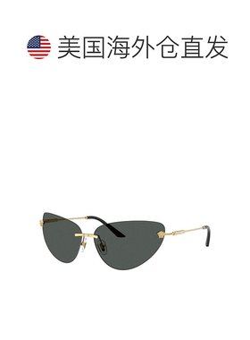 自营Versace猫眼无框金框深灰色镜片Ve22811002/87金色太阳镜 美