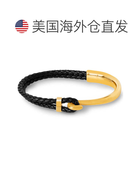 自营Bruno Magli Mens Archetype Leather Bracelet, Gold - gold