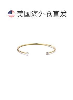 自营adornia14k Gold Plated Crystal Ends Open Cuff - gold 美