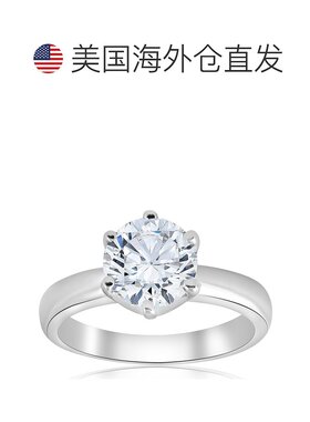 自营 pompeii31 1/2 克拉圆形钻石单石订婚戒指 6 爪 14k 白金 -