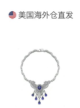 自营 genevive925 纯银立方氧化锆重蓝宝石泪珠项链 - 蓝色 美国