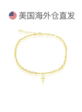 自营simona925 纯银双股镜链配大象吊饰脚链 - 银白色 美国奥莱直