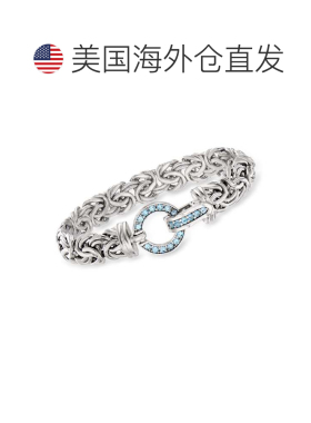 自营Ross-Simons 925 纯银天蓝色托帕石拜占庭手链 - 8 英寸 美国