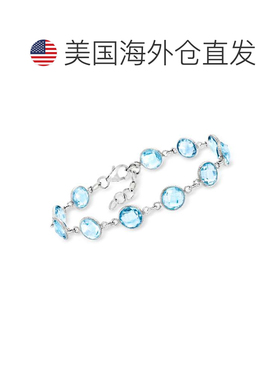 自营Ross-Simons 925 纯银天蓝色托帕石手链 - 7 英寸 美国奥莱直