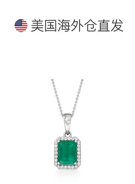 自营 ross-simons罗斯-西蒙斯翡翠和 . 14 克拉白金钻石吊坠项链