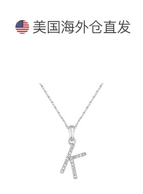 自营 sabrina14k 白金和钻石初始项链 - 白色 k 美国奥莱直发银饰