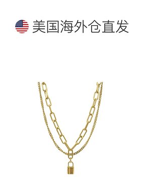 自营 adornia耐锈蚀 14k 镀金多层回形针锁链项链 - 金色 美国奥