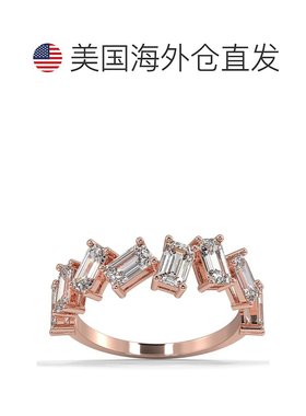 pompeii32 1/2 克拉祖母绿切割莫桑石结婚戒指，10k 白金、黄金或