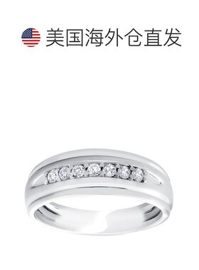 自营 pompeii3男士 1/4 克拉白金 7 石钻石戒指 10k 抛光结婚周年