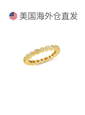 自营sterling forever纯银方晶锆石包边戒指 - 金 美国奥莱直发