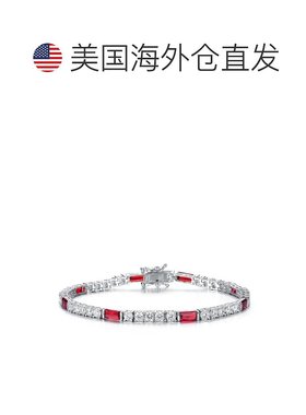 自营 geneviveSterling Silver White Gold Plated with Ruby Red