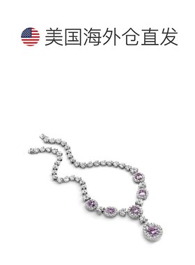 自营genevive纯银白金镀彩色立方氧化锆吊坠项链-粉红色 美国奥莱