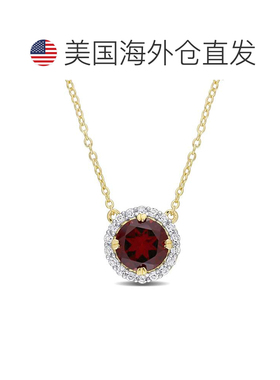 自营Mimi & Max 2 1/2ct TGW Garnet White Topaz Halo Necklace