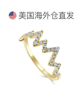 自营sabrina14K Yellow Gold Diamond Heart Beat Ring - yellow