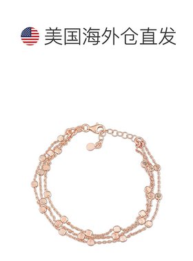 自营 mimi & max18k 镀玫瑰金纯银多股链式手链，7.5 英寸 美国奥
