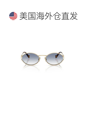 自营miu miu0mu 52ys椭圆形太阳镜，带金色金属框架-灰色 美国奥