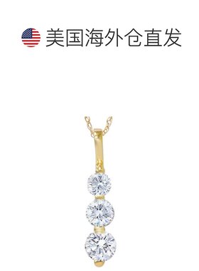 自营 pompeii314k 白金或黄金圆形切割钻石三石吊坠 2cttw 项链 -