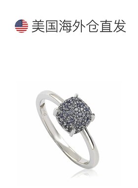 自营 Suzy Levian 纯银蓝宝石和钻石口音密钉球顶戒指 - 蓝色 -