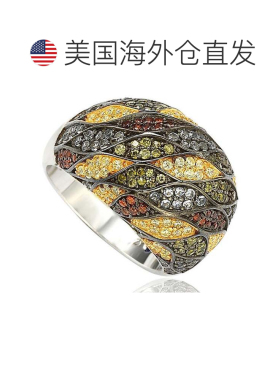 自营 Suzy Levian 纯银方晶锆石多色密钉圆顶戒指 - 多色 美国奥