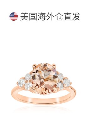 自营 pompeii32 1/3 cttw 椭圆摩根石和钻石订婚戒指 14k 玫瑰金