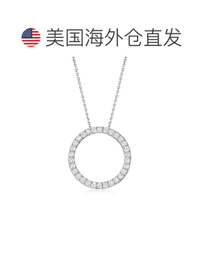 自营ross-simonsRoss Simons CZ纯银开放式永恒圆形吊坠项链-20英