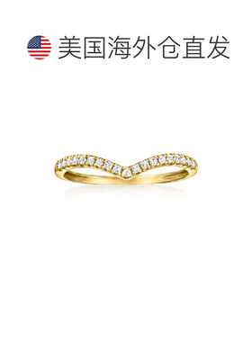 自营RS Pure by Ross-Simons 14kt 黄金 V 形钻石戒指 - 白色 美