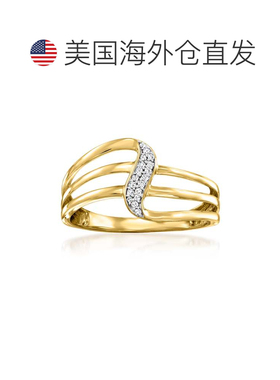 自营 Ross-Simons 14kt 黄金镶钻漩涡戒指 - 白色 美国奥莱直发