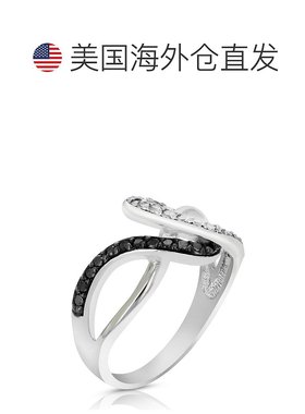 自营 vir jewels0.45 克拉黑白钻石波浪形戒指 .925 纯银铑 - 银