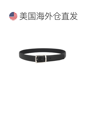 自营zegna质感黑色小牛皮银色带扣腰带-黑色 皮带 美国奥莱直发
