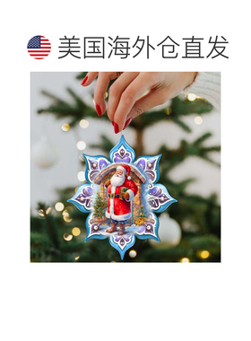 自营圣诞老人与书雪花木制圣诞装饰品，G. Debrekht 出品 - 多色