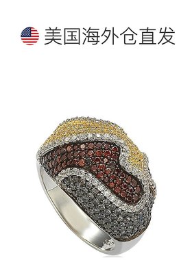 自营 Suzy Levian 纯银立方氧化锆多色波浪形戒指 - 多色 美国奥