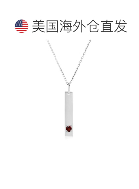 自营max + stone14k白色金条吊坠项链，带3毫米小圆形宝石可调电1