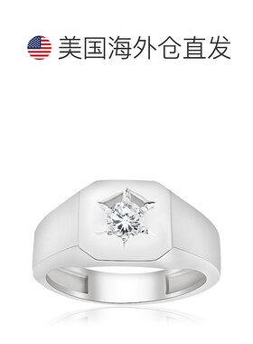 自营 pompeii3POMPEII 男士 1/6 克拉钻石单石高抛光结婚戒指 10k