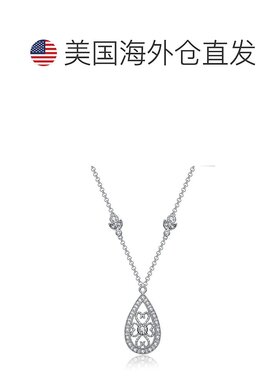 自营 geneviveSterling Silver White Gold Plated with Clear Cu