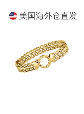 自营Ross-Simons 18kt Gold Over Sterling 2-Row Link Bracelet