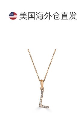自营 sabrina14k 玫瑰金和钻石初始项链 - 玫瑰 l 美国奥莱直发