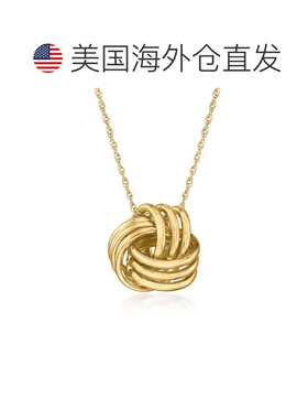 自营Ross-Simons 14kt 黄金爱心结吊坠项链 - 16 英寸 美国奥莱直