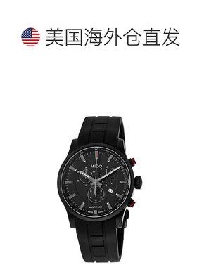 自营Mido Multifort Black Chronograph Dial Rubber Strap Men's