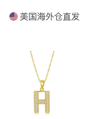 自营 simona纯银 Micro Pave CZ \'J\' 块首字母带回形针链 - 镀