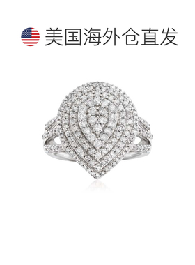 自营 925 纯银 Ross-Simons 钻石渐变梨形戒指 - 白色 美国奥莱直
