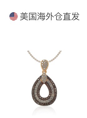 自营 Suzy Levian Rose 纯银棕色和白色方晶锆石泪珠吊坠 - 棕色